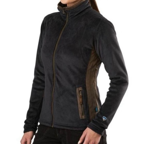 KUHL Black Brown Advokat Fleece Jacket Full Zip-Up Soft Active Outdoor Size M - Picture 1 of 16